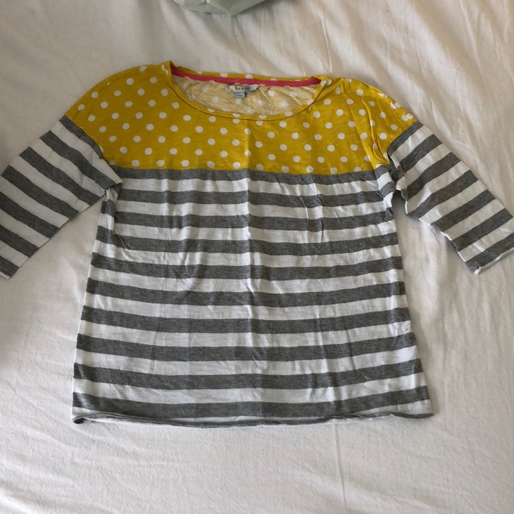 Boden 3/4 Sleeve polka dot/ striped cotton T-shirt